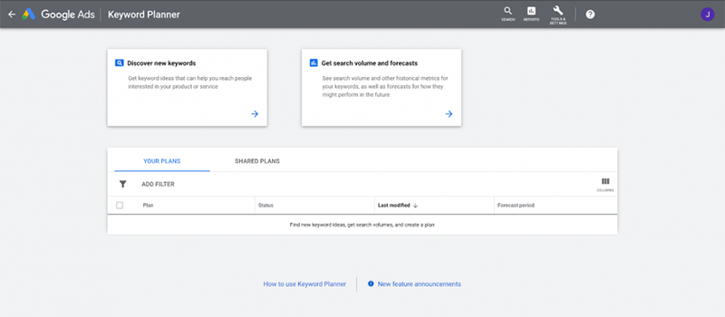 Keyword Planner آماده استفاده است